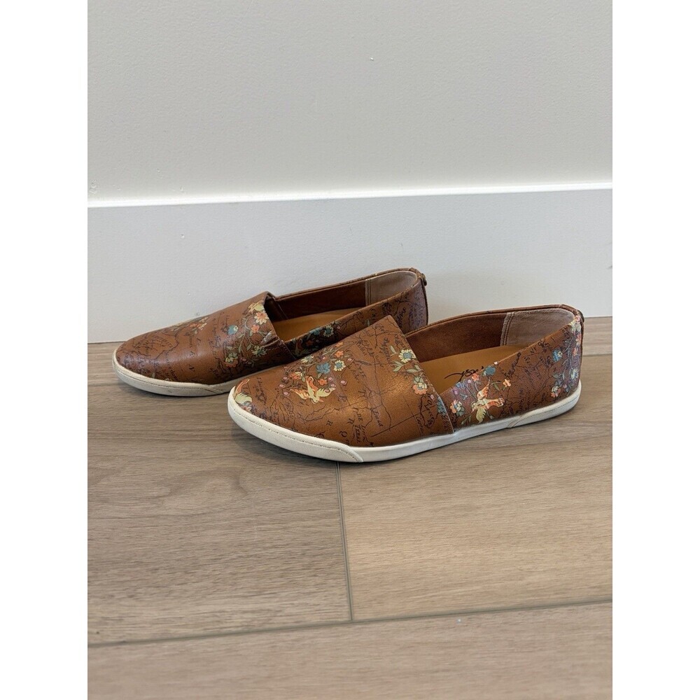 Patricia Nash Lola Slip-On Flat Shoes Floral Map Womens 8.5